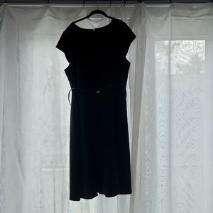 Tommy Hilfiger black cap sleeve belted dress
